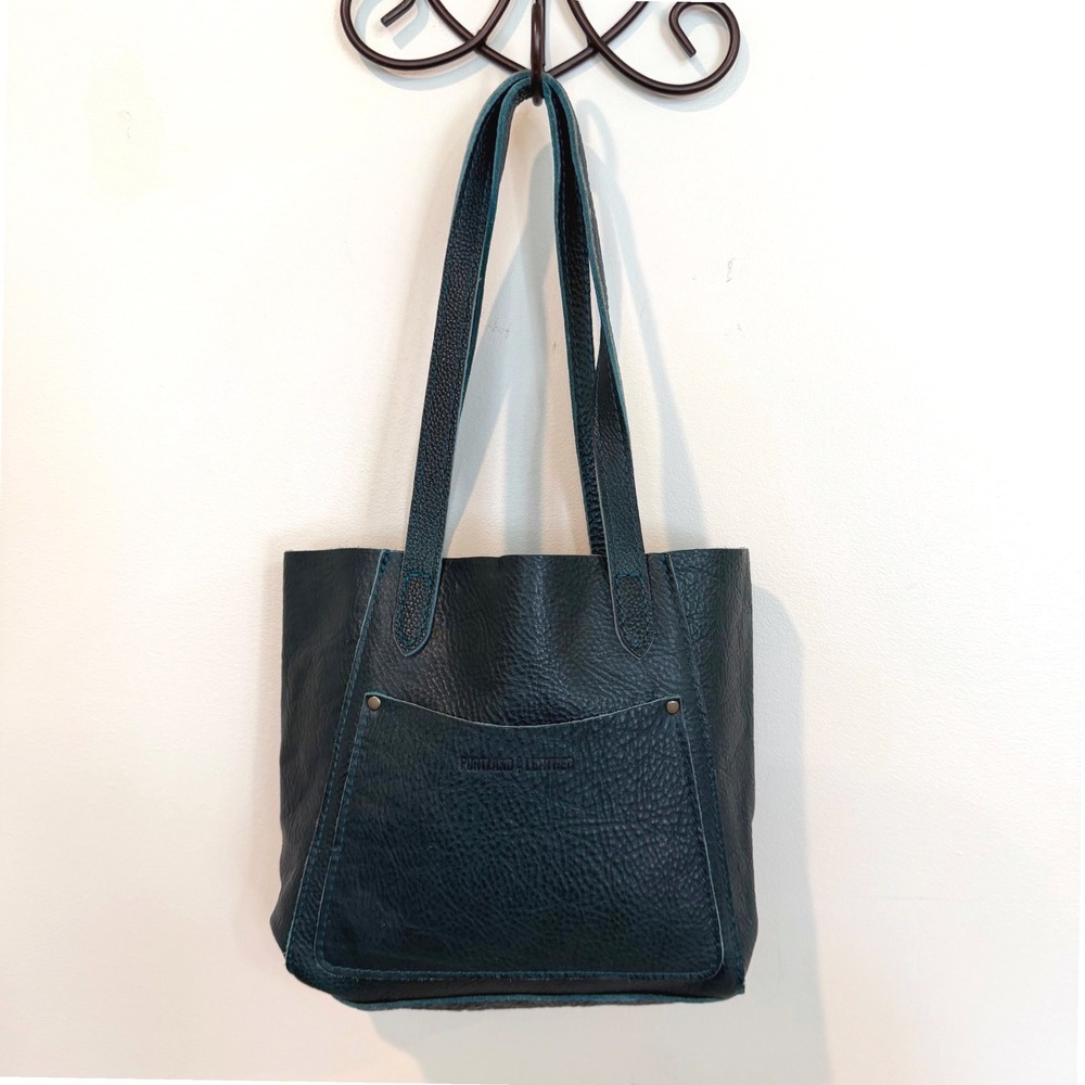 Portland Leather Goods Tote Small Peacock Dark Green Pebbled Leather Purse